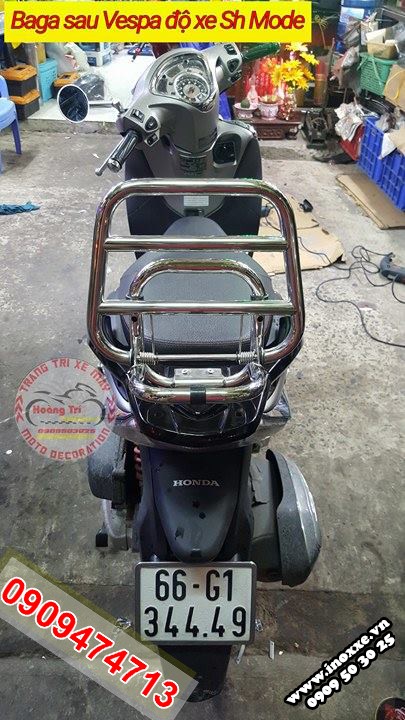 Baga tựa lưng sau Vespa độ cho SH Mode